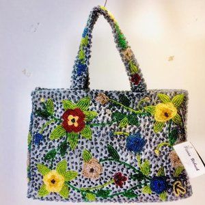 Pierre Urbach Beaded Floral Satin Handbag - NWT